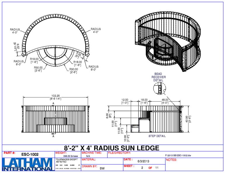 4' Radius Steel Wedding Cake Step 42" (8'2 Wide) w/ Sunledge